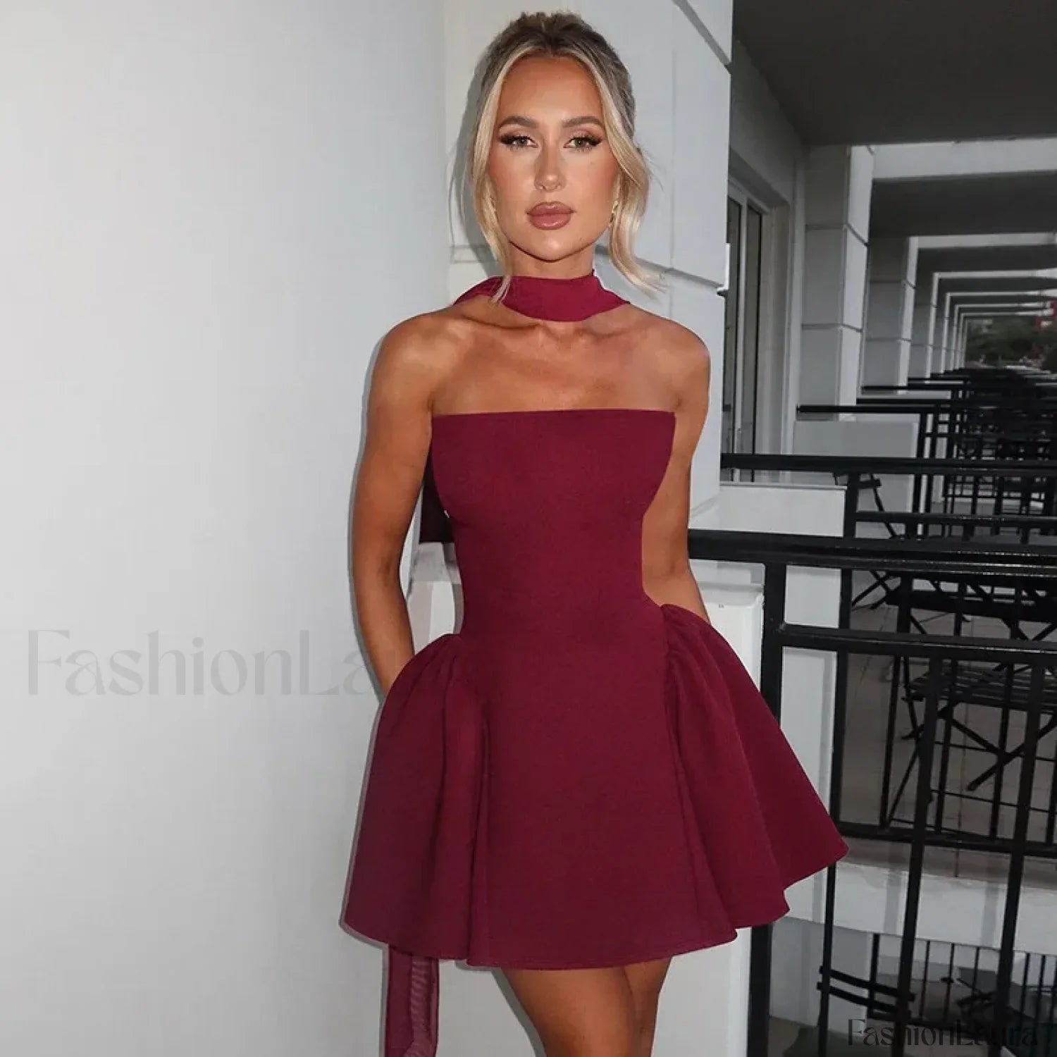 Off Shoulder A-Line Mini Dress