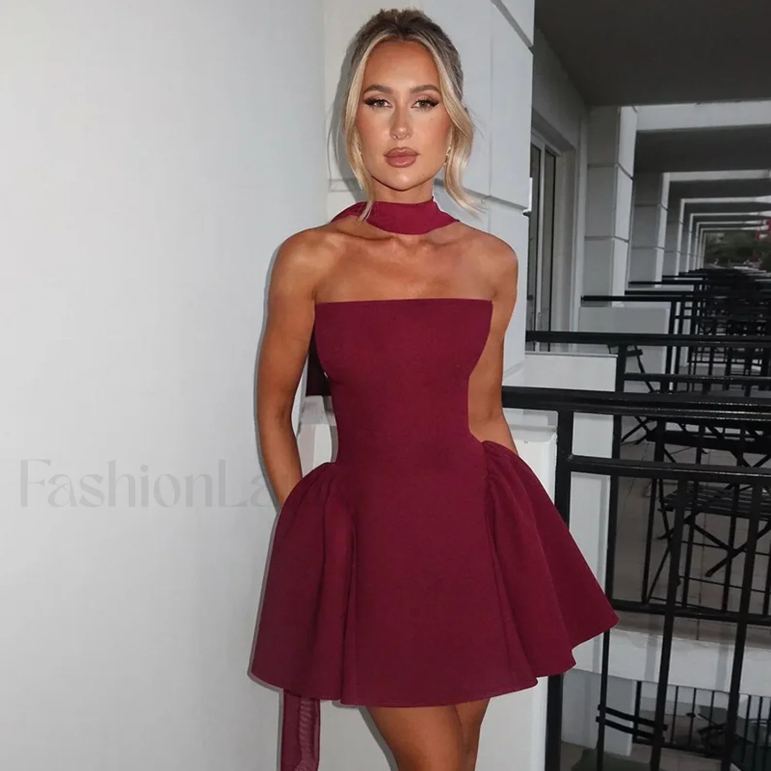 Off Shoulder A-Line Mini Dress