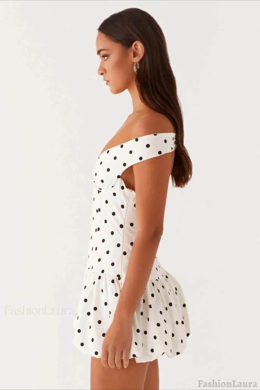 White Off Shoulder Peplum Mini Dress