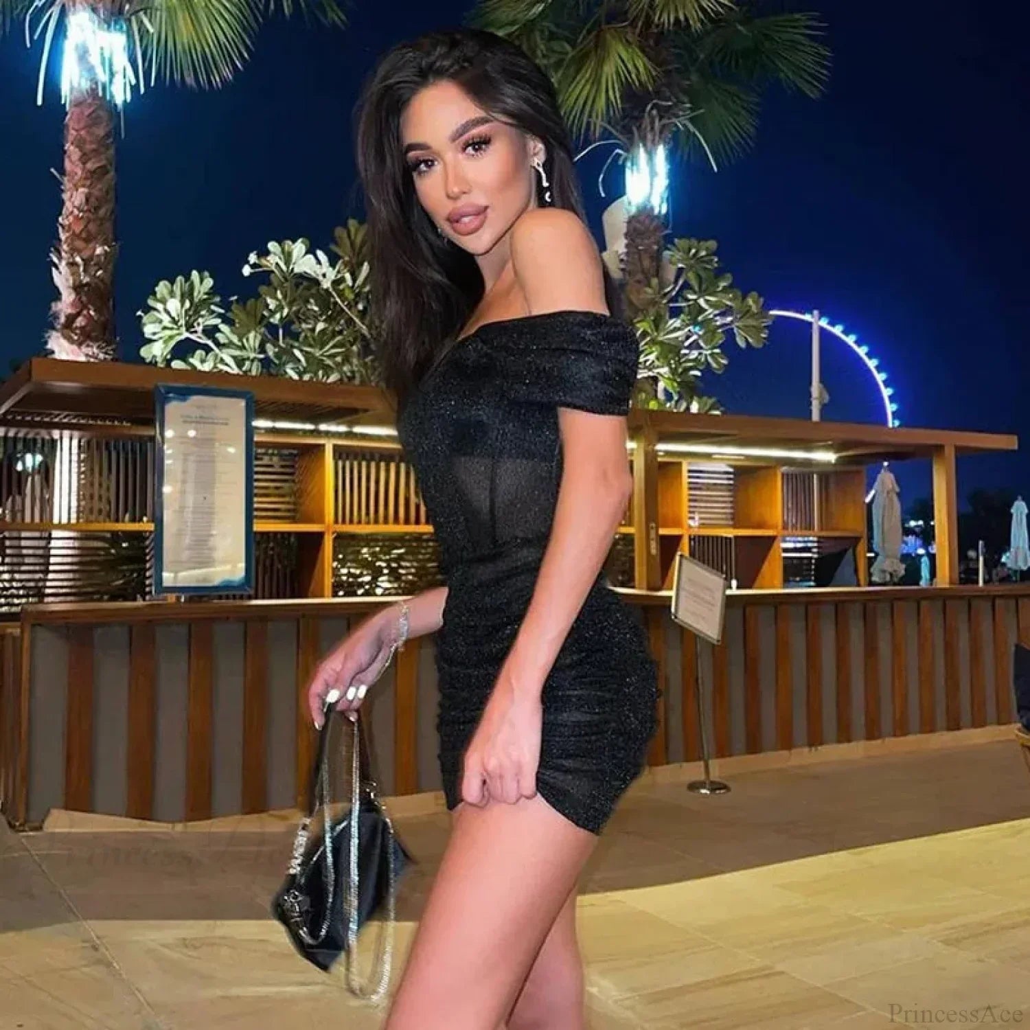 Glitter Off Shoulder Sweetheart Corset Ruched Bodycon Mini Dress