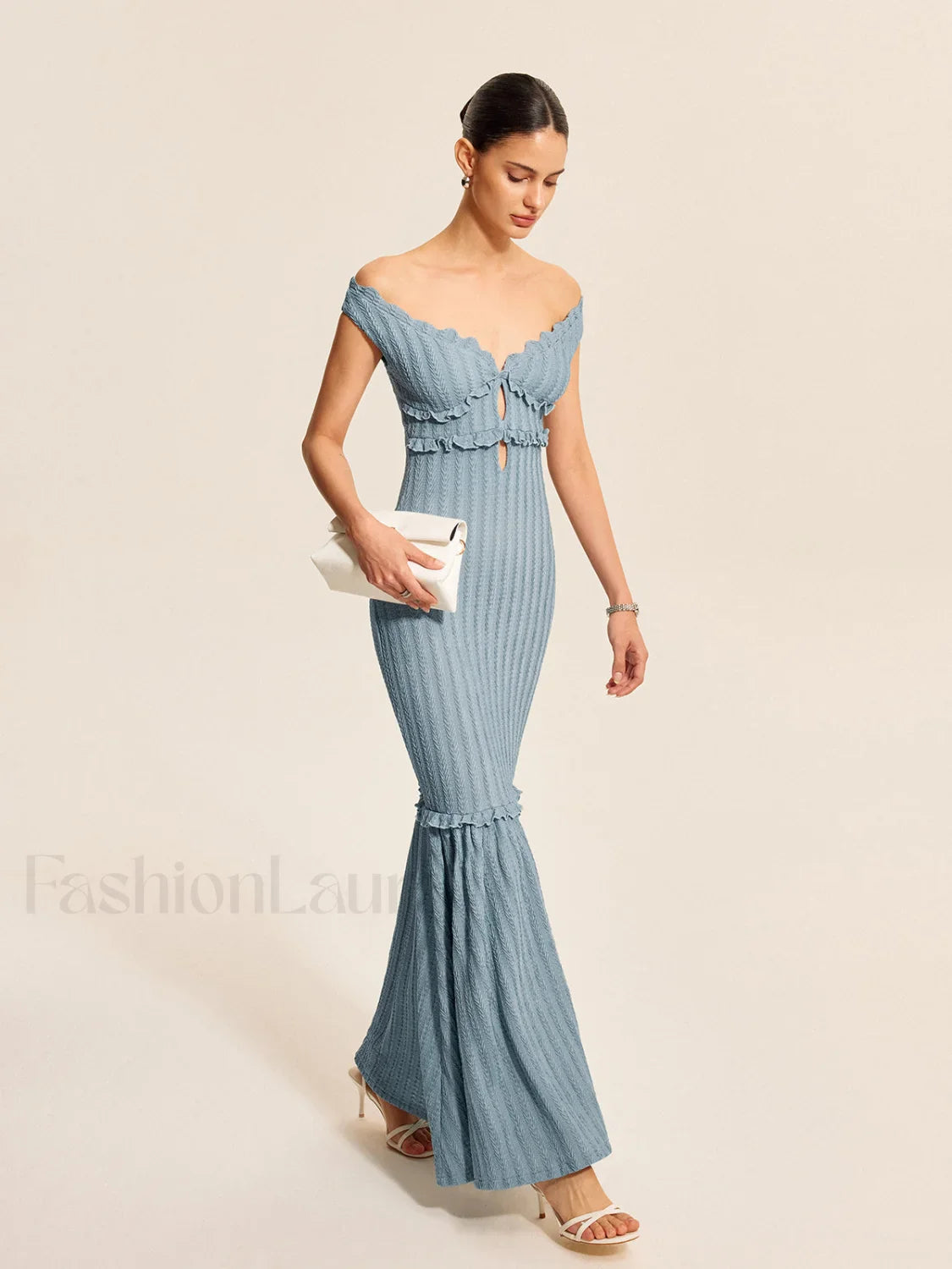 Off Shoulder Ruffle Detail Dress