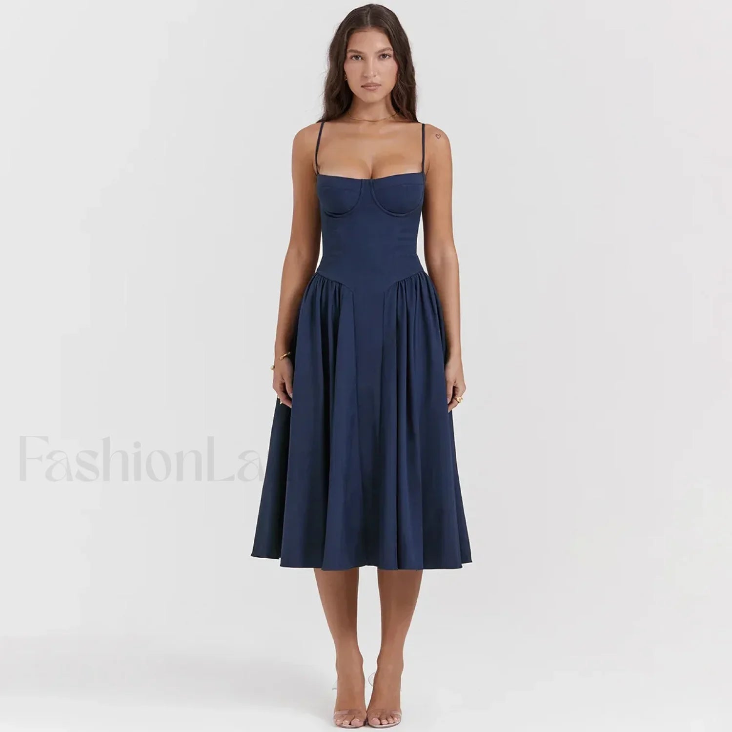 Pleated Spaghetti Strap Midi Dress