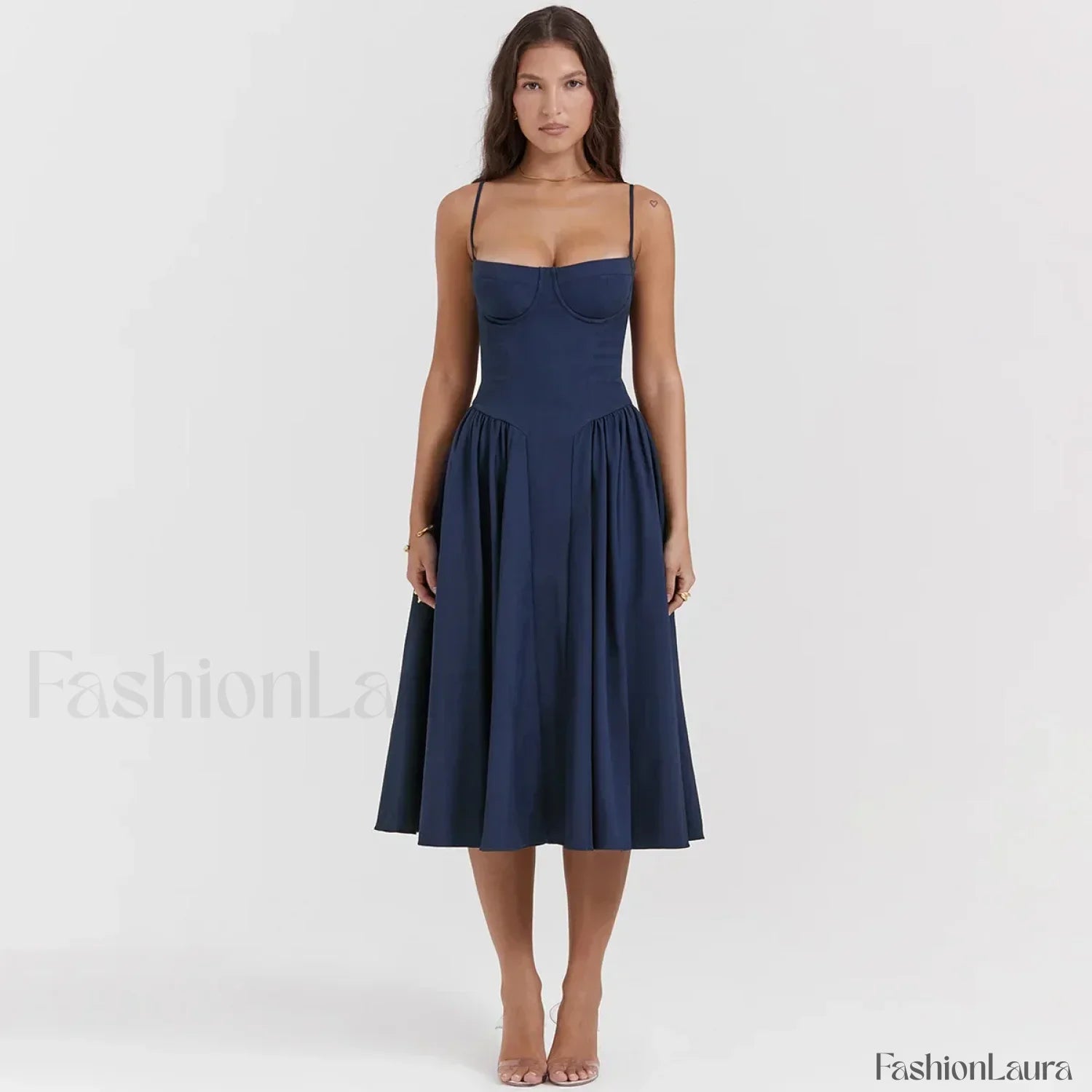 Pleated Spaghetti Strap Midi Dress