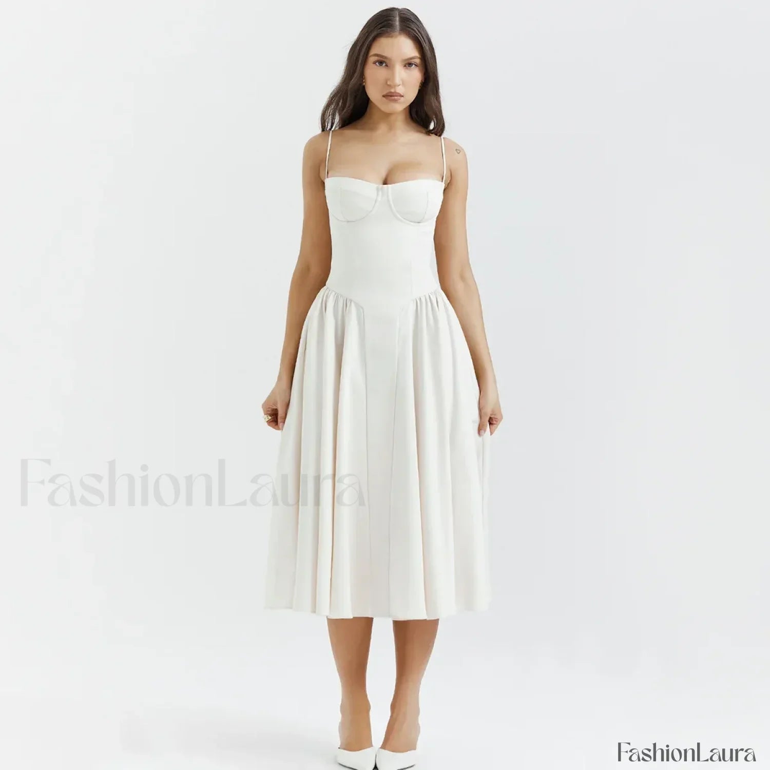 Pleated Spaghetti Strap Midi Dress