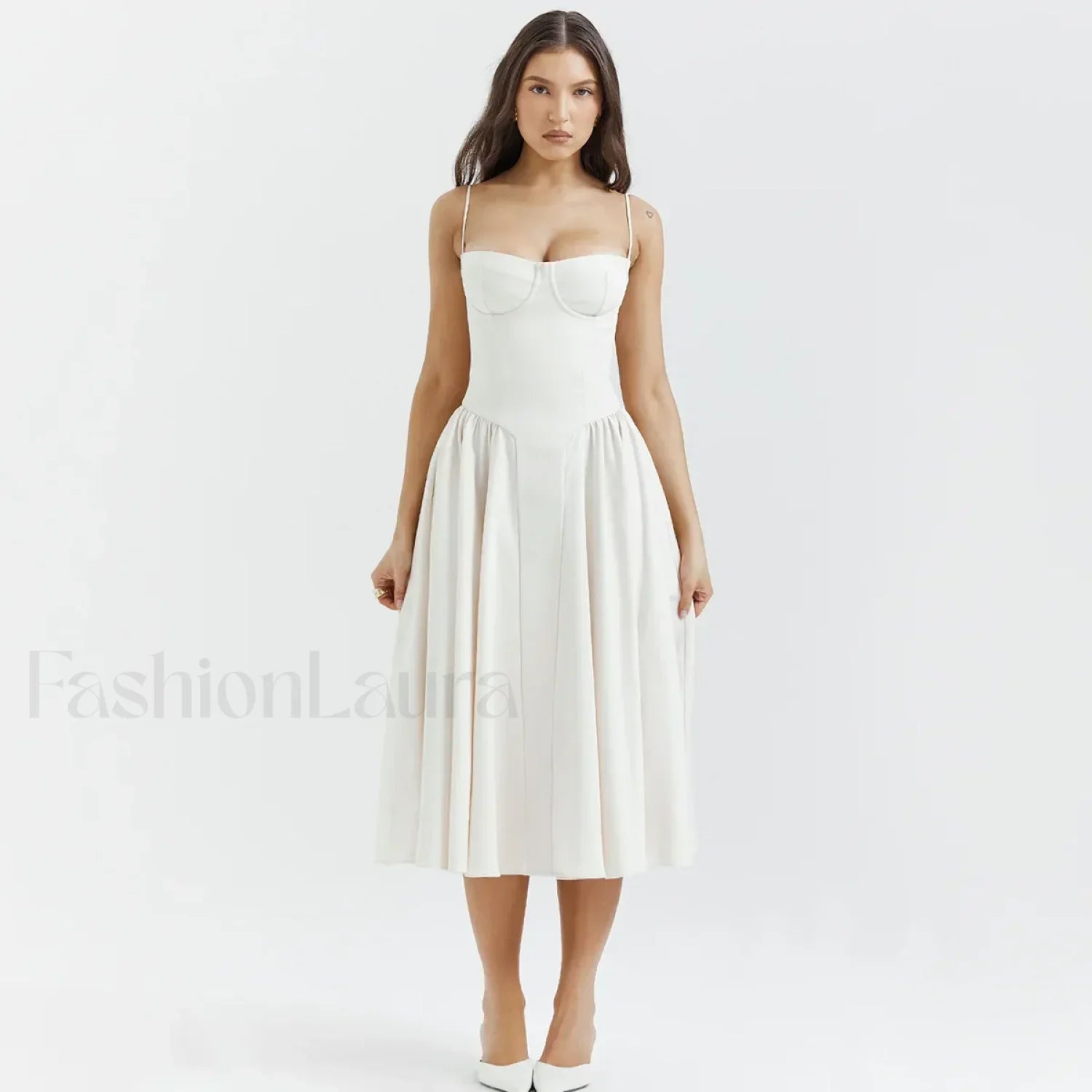 Pleated Spaghetti Strap Midi Dress
