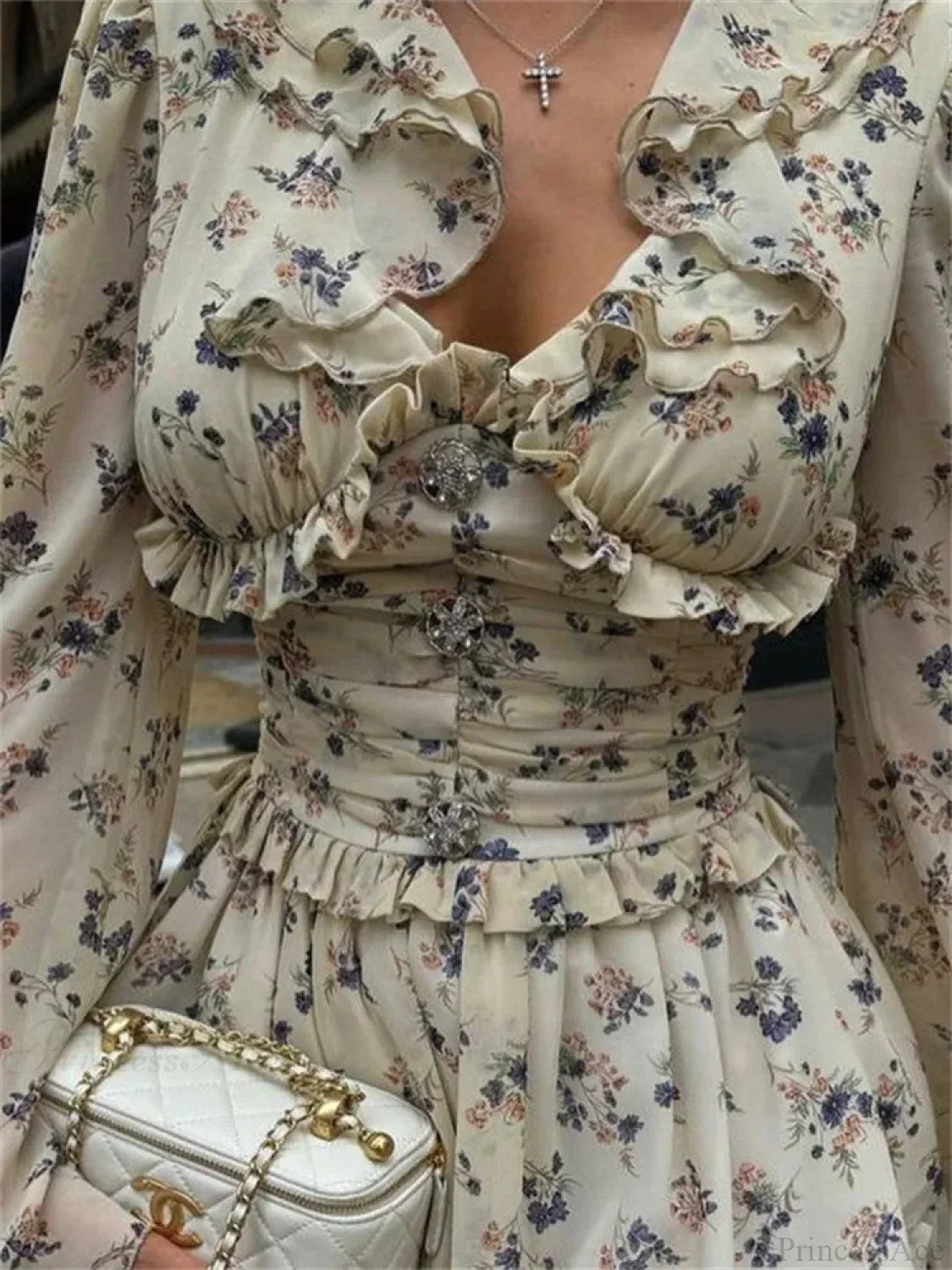 Floral Print Ruffle Off Shoulder Smocked Waist Button Front Flared Mini Dress