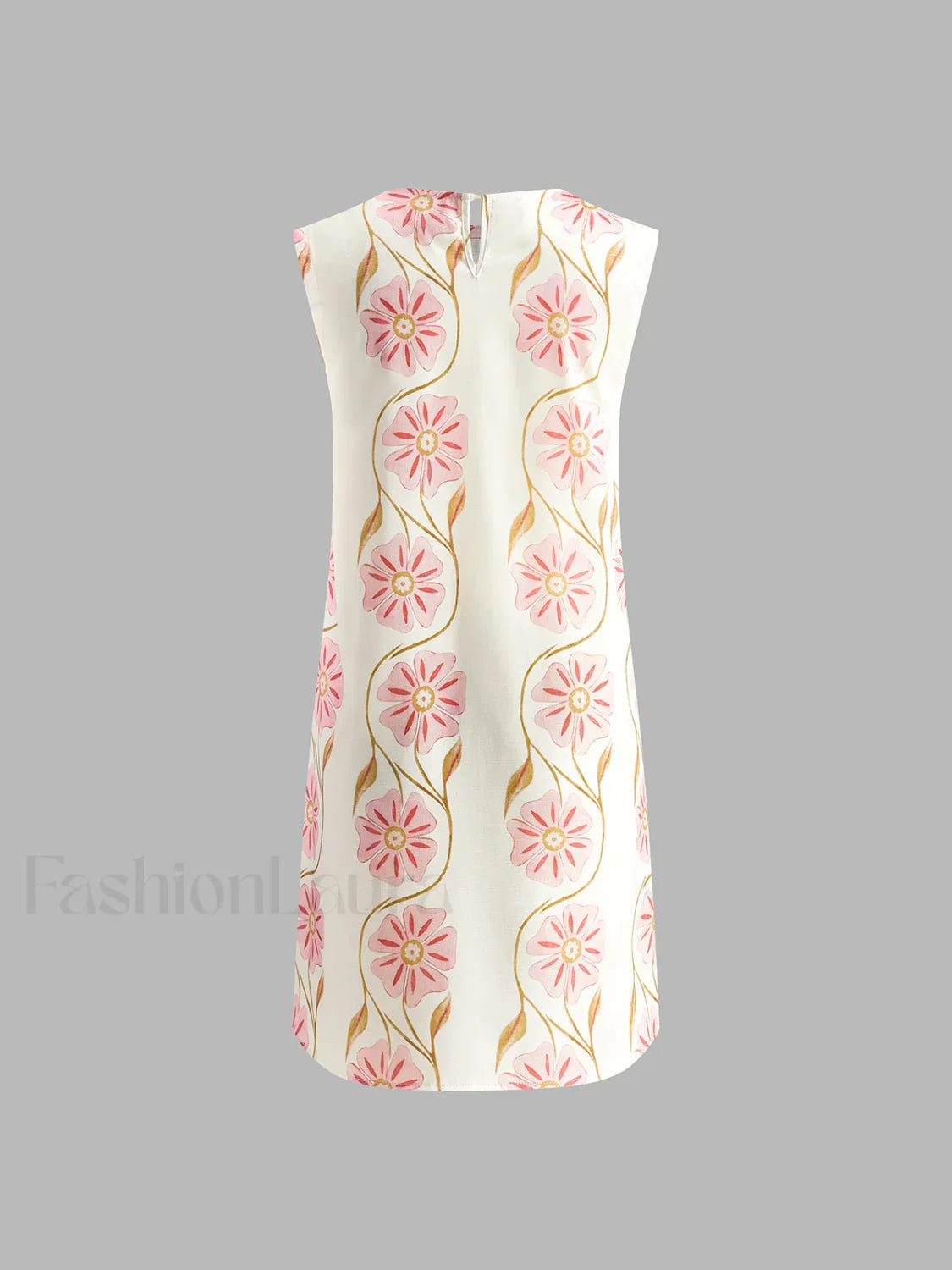 White Romantic Print Sleeveless Mini Dress