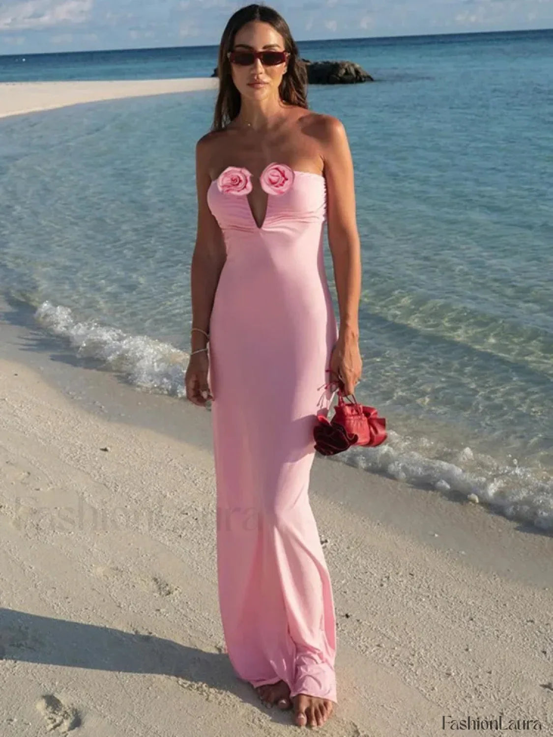 Pink Strapless Maxi Dress