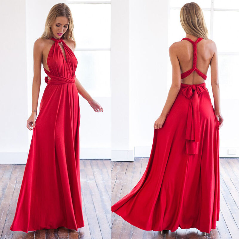 Convertible Multiway Infinity Halter Backless High Slit Maxi Dress