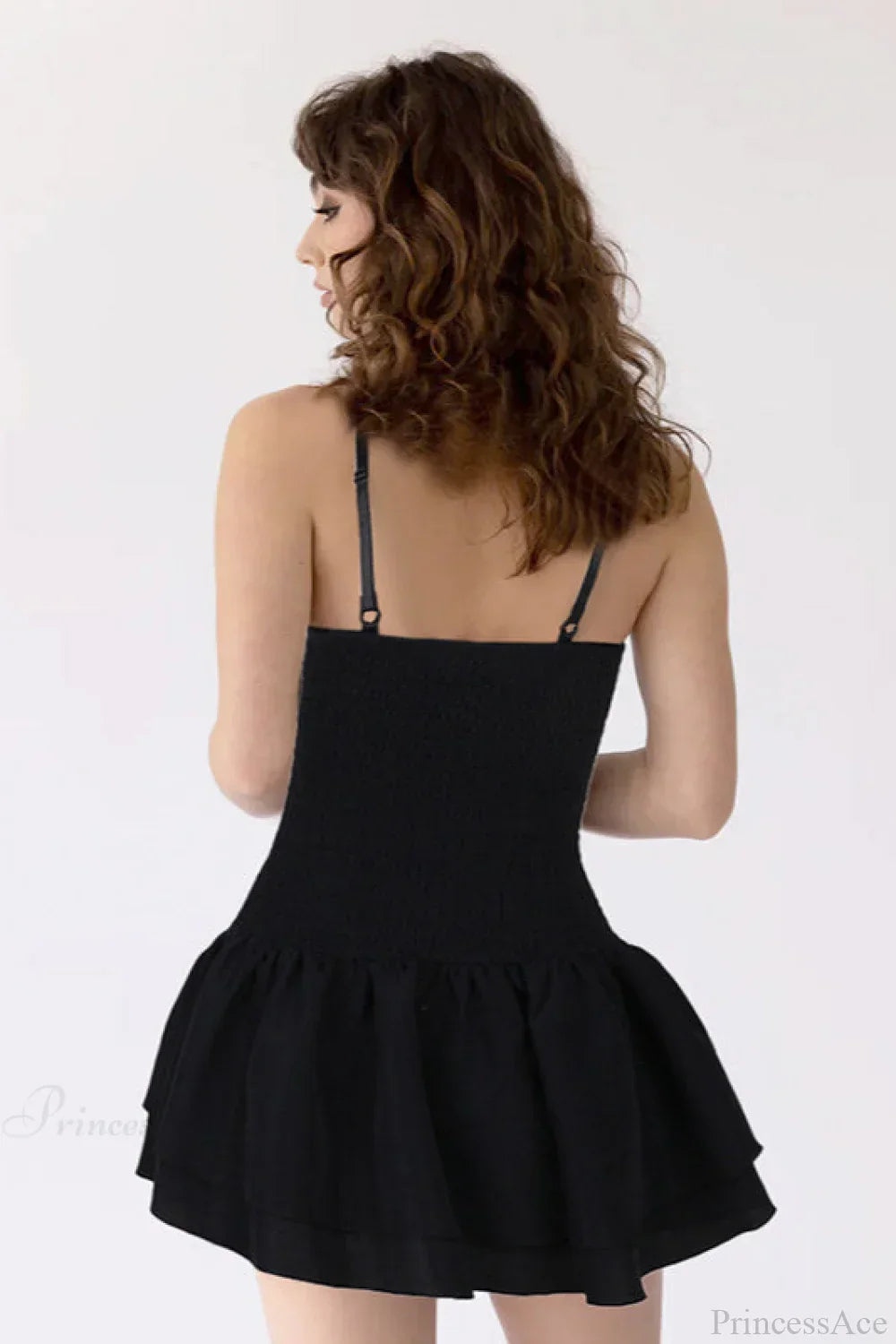 Rosette Embroidered Sweetheart Scalloped Spaghetti Strap Tiered Mini Dress