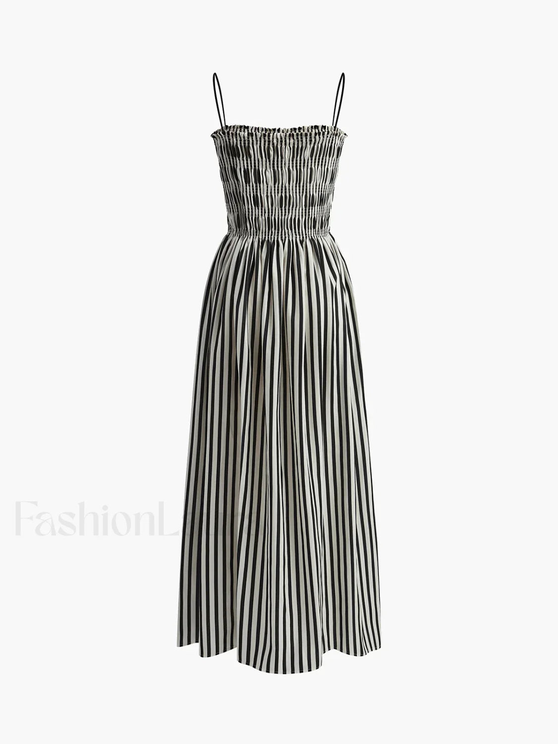 Black Sleeveless Pinstripe Long Dress