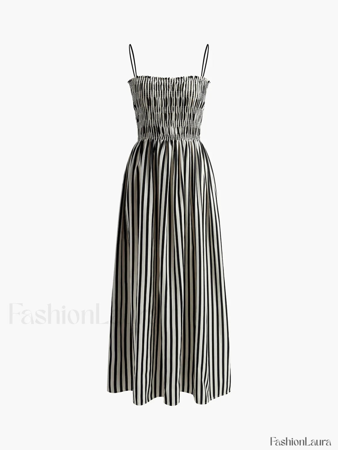 Black Sleeveless Pinstripe Long Dress