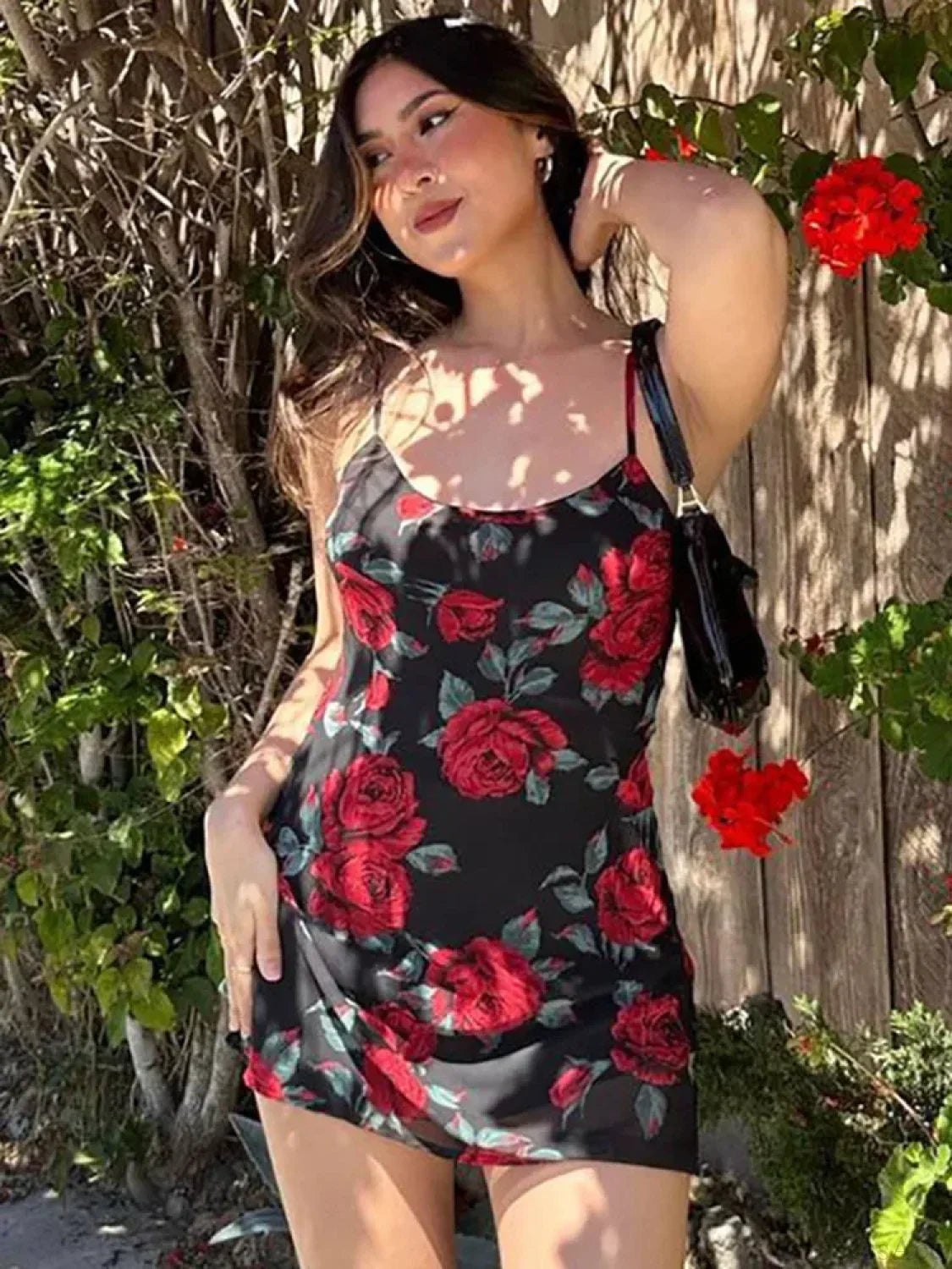 Floral Print Spaghetti Strap Scoop Neck Bodycon Mini Dress