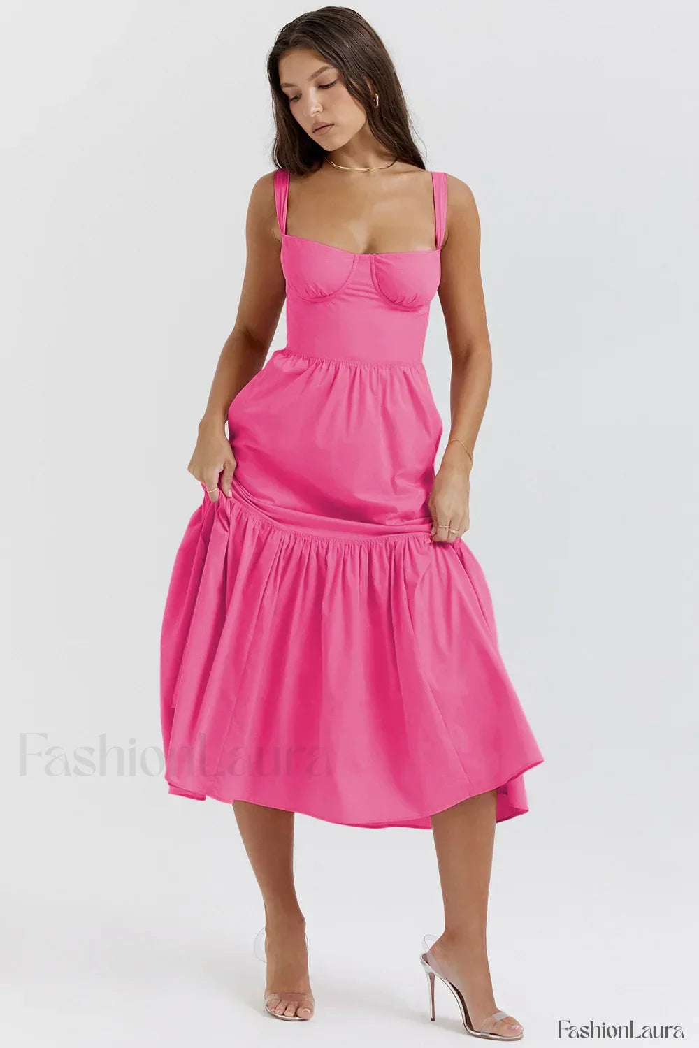 Strapless Bodycon Midi Floral Dress