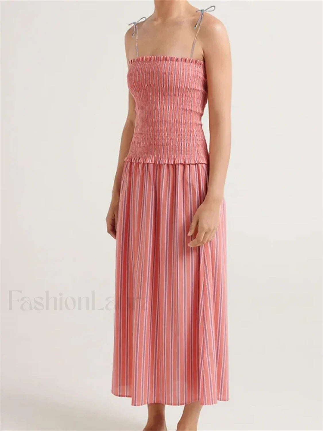 Striped Spaghetti Patchwork Maxi Dress