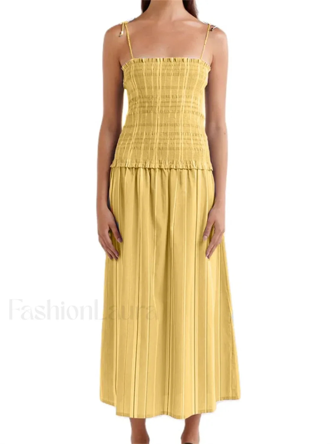 Striped Spaghetti Patchwork Maxi Dress