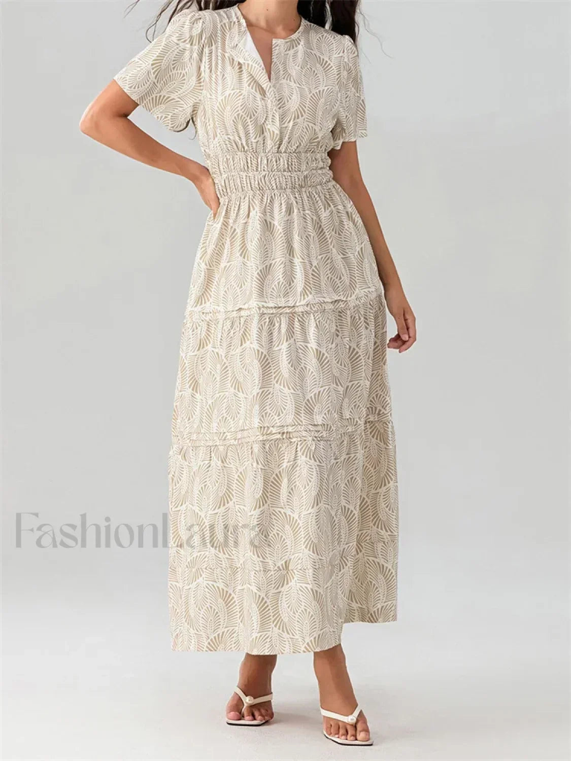 V-Neck Flare Sleeve Pocket Maxi Dress
