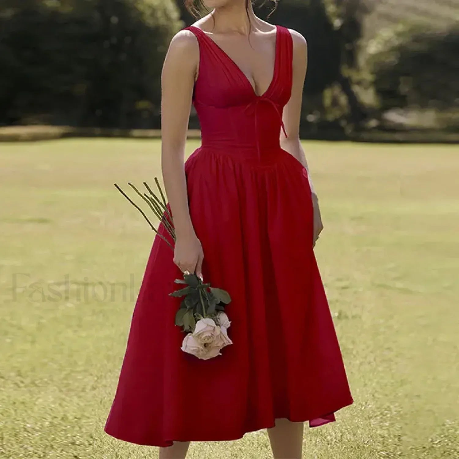 Floral V-Neck Midi Dress