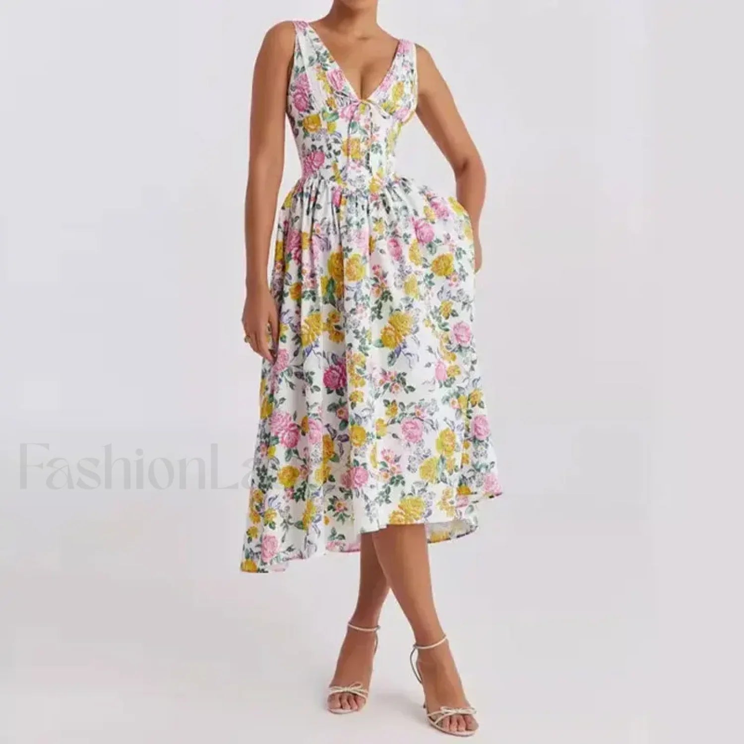 Floral V-Neck Midi Dress