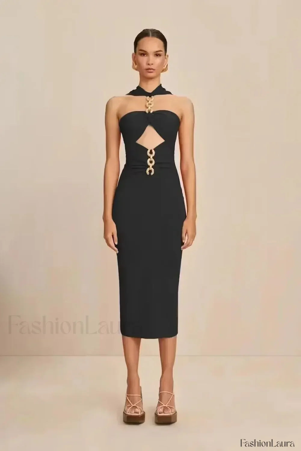 Halter Bandage Midi Dress