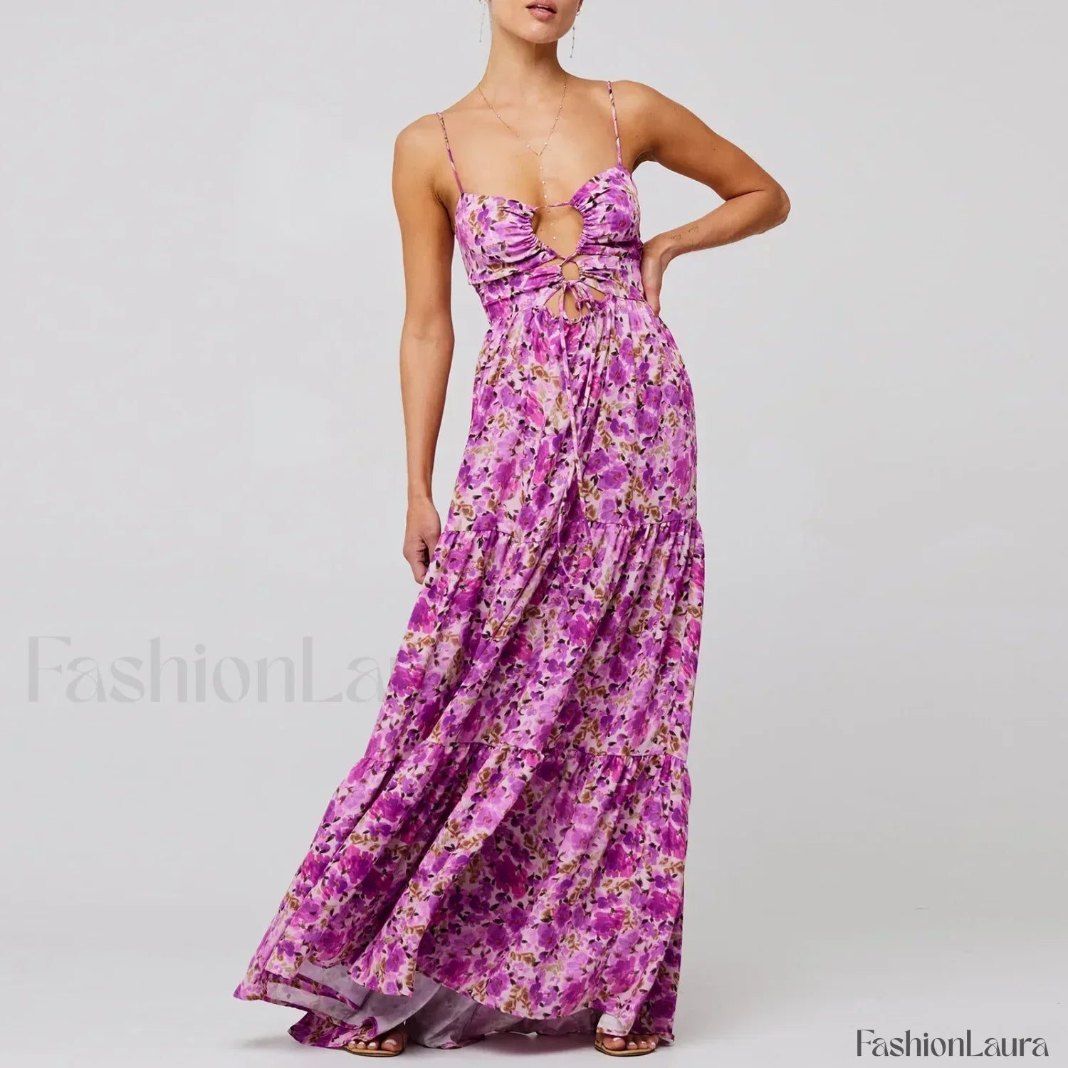 Floral Bodycon Spaghetti Maxi Dress