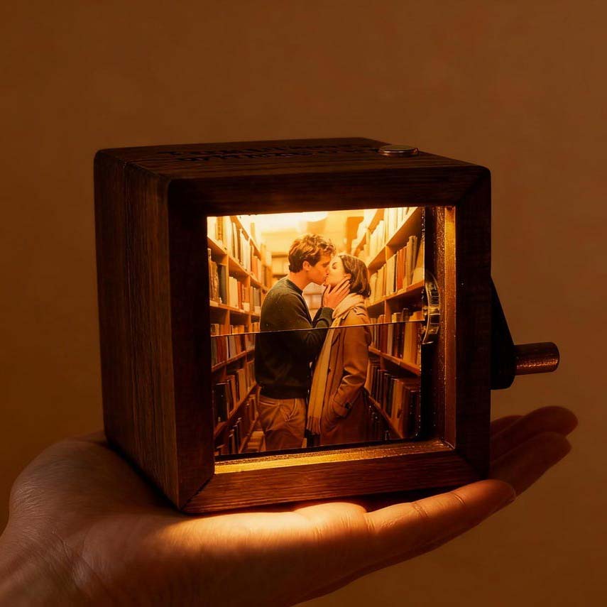 Personalized Photo Flipbook Animation Box Custom Wooden Photo Book with Light