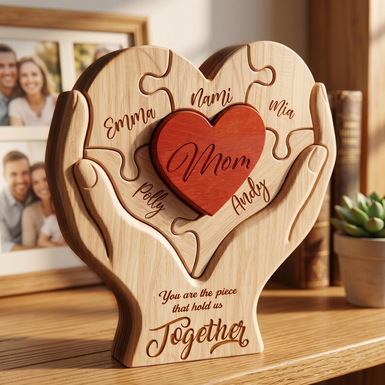 Personalized Mothers Day Wooden Puzzle You Are The Piece That Holds Us Together Sign