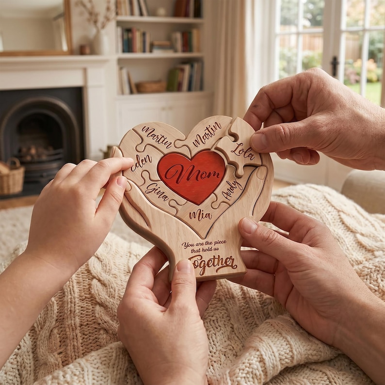 Personalized Mothers Day Wooden Puzzle You Are The Piece That Holds Us Together Sign