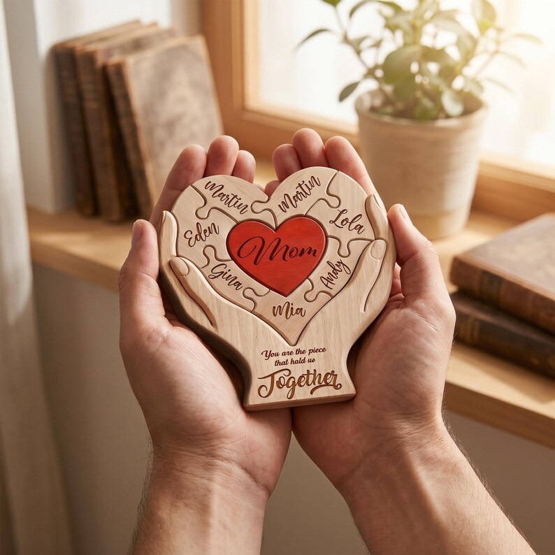 Personalized Mothers Day Wooden Puzzle You Are The Piece That Holds Us Together Sign