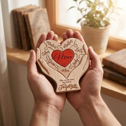Personalized Mothers Day Wooden Puzzle You Are The Piece That Holds Us Together Sign