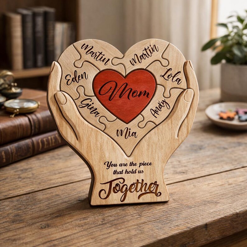 Personalized Mothers Day Wooden Puzzle You Are The Piece That Holds Us Together Sign