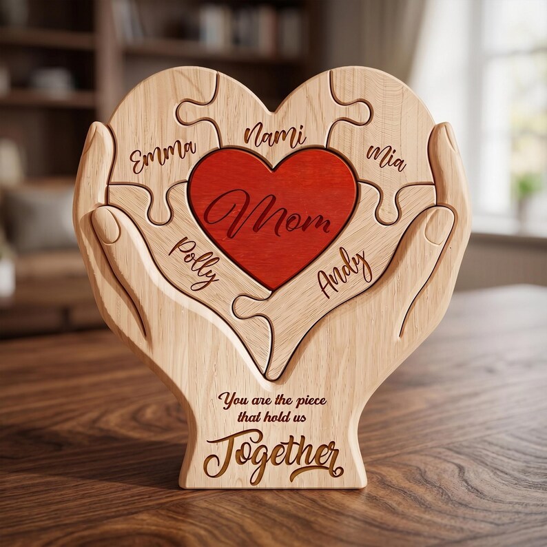Personalized Mothers Day Wooden Puzzle You Are The Piece That Holds Us Together Sign