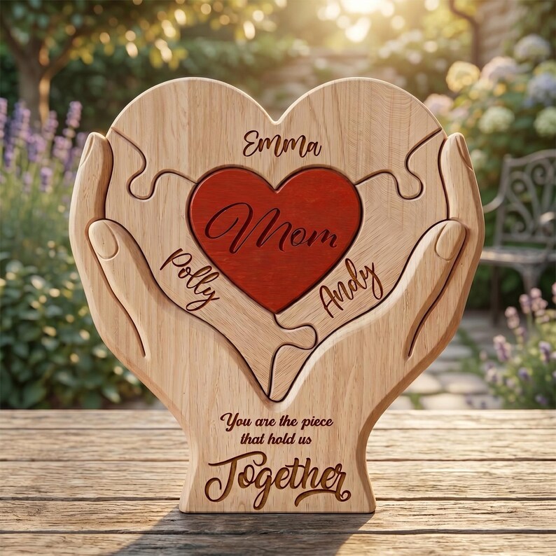 Personalized Mothers Day Wooden Puzzle You Are The Piece That Holds Us Together Sign