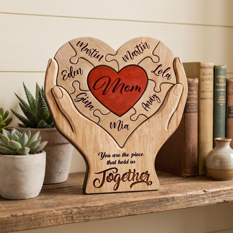 Personalized Mothers Day Wooden Puzzle You Are The Piece That Holds Us Together Sign