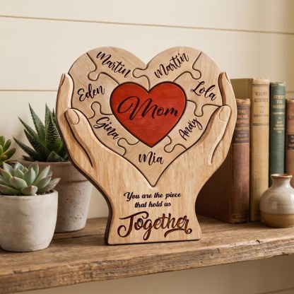 Personalized Mothers Day Wooden Puzzle You Are The Piece That Holds Us Together Sign