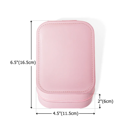 Personalized Birth Flower Portable Leather Travel Jewelry Box with Name and LED Three-color Adjustable Makeup Mirror Birthday Gift for Women