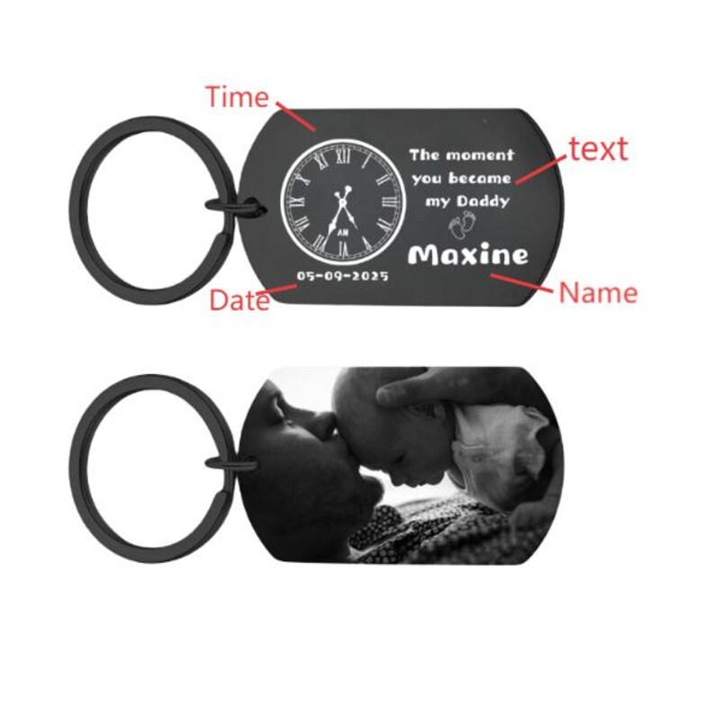 The Moment You Became My Daddy-Personalised Photo Keyring With New Born Baby Photo Gift