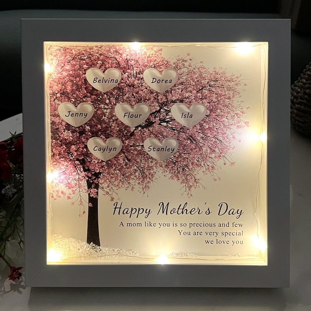 Custom Mom/Grandma Family Tree Heart Light Frame Gift Mother's Day Gift FHC51043