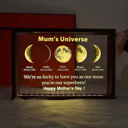 Custom Led Light Frame With Text And Date - Mom's Universe FHC51035