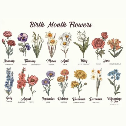 Custom Family Birth Flowers Glass Suncatcher Mother's Day Gift