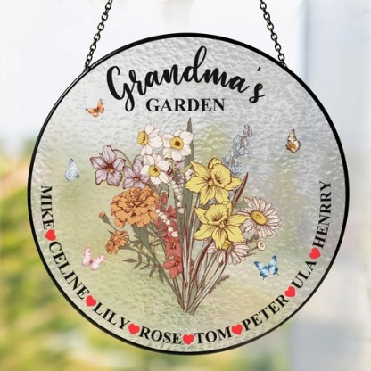 ersonalized Mom's Garden Birth Flower Stained Glass Suncatcher Mother's Day Gift FHC51063