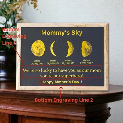 Custom Mommy's Universe Moon Phase Print Frame With Kids Names Unique Mother's Day Gifts FHC51085