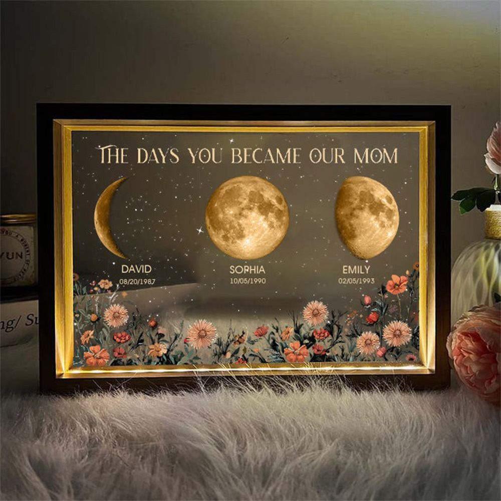 Personalized The Days You Became Our Mom Moon Phase Lightbox FHC51031