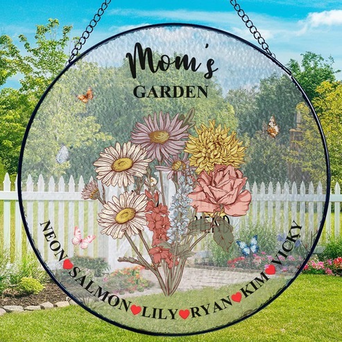 ersonalized Mom's Garden Birth Flower Stained Glass Suncatcher Mother's Day Gift FHC51063