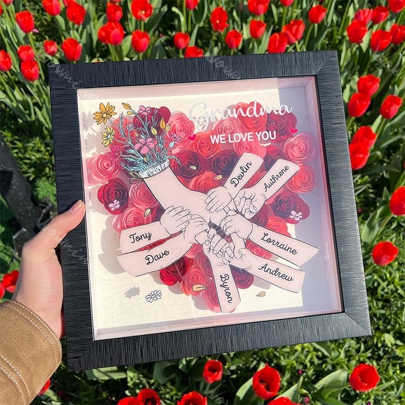 We Love You Mommy Hand Holding Pro- Custom Flower Shadow Box FHC51058