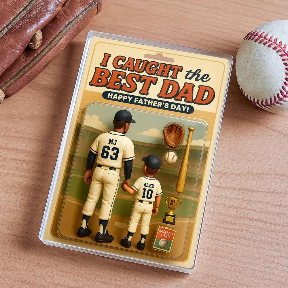 I Caught The Best Dad Baseball Gift, Custom Figure Acrylic Block Father's Day Gift FHC51107