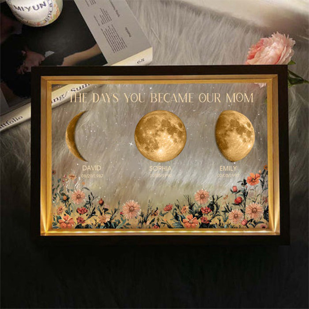 Personalized The Days You Became Our Mom Moon Phase Lightbox FHC51031
