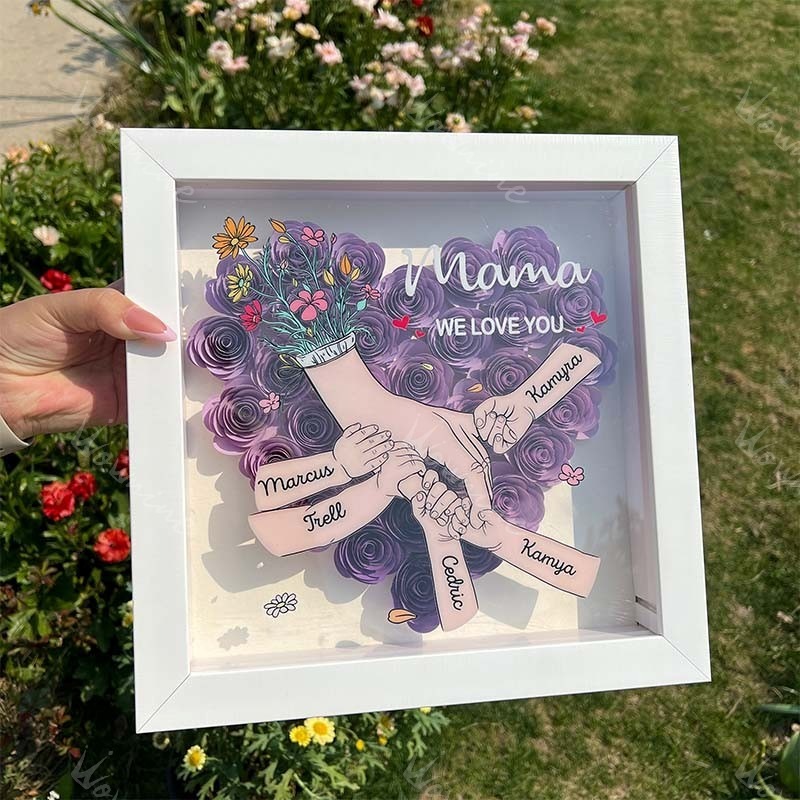We Love You Mommy Hand Holding Pro- Custom Flower Shadow Box FHC51058