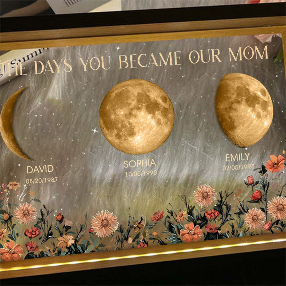 Personalized The Days You Became Our Mom Moon Phase Lightbox FHC51031