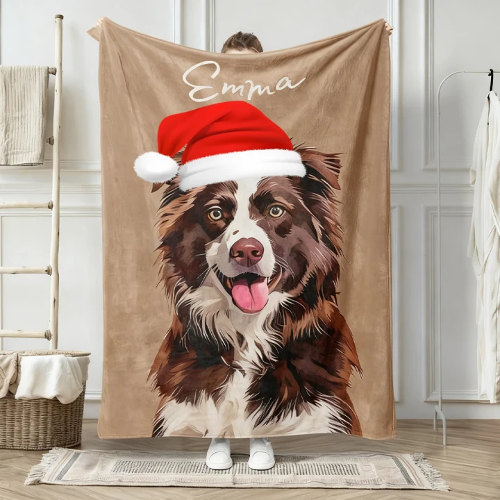 Custom Dog Face Blankets, Personalized Pet Photo Blanket, Fleece Dog Blankets